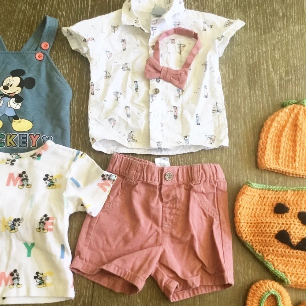 Little Lad Boats Outfits Mickey 6-9 12 Months 0-6 Pumpkin Outfit Overalls